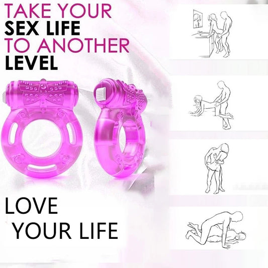 Butterfly Vibrating Cock Rings Silicone Penis Ring Vibrator Male Penis Extender Clitoral Stimulate Adults Sex Toys for Men